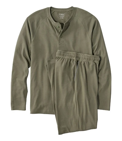 Men's Bean's Cotton Knit Pajamas, Henley PJ Set