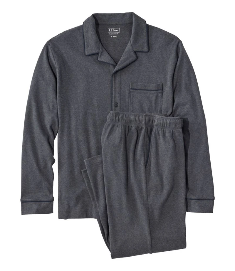 Men's Bean's Cotton Knit Pajamas, Button-Front PJ Set