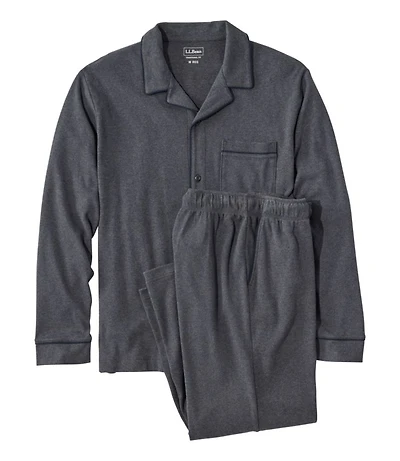 Men's Bean's Cotton Knit Pajamas, Button-Front PJ Set
