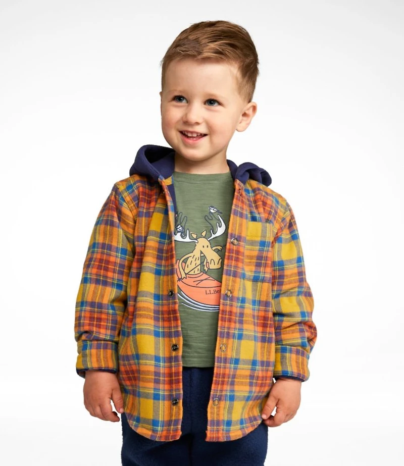 Toddlers' Fleece-Lined Flannel Shirt, Hooded