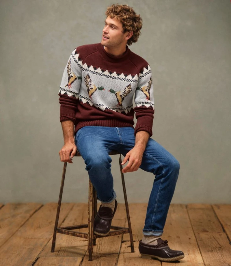 Men's Signature Organic Cotton Rollneck Sweater, Fair Isle