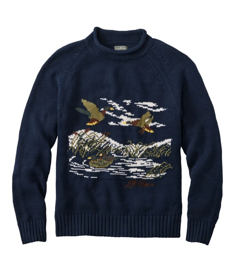 Men's Signature Organic Cotton Rollneck Sweater, Fair Isle