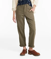Women's Signature Washed Cotton Barrel Pants, High-Rise Tapered Leg