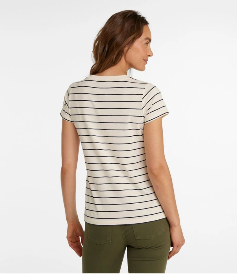 Women's Soft Stretch Supima-Blend Tee, Scoopneck Short-Sleeve Stripe