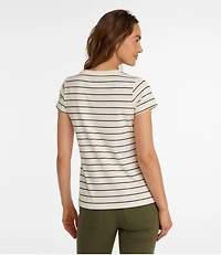 Women's Soft Stretch Supima-Blend Tee, Scoopneck Short-Sleeve Stripe