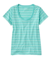 Women's Soft Stretch Supima-Blend Tee, Scoopneck Short-Sleeve Stripe
