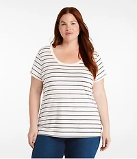 Women's Soft Stretch Supima-Blend Tee, Scoopneck Short-Sleeve Stripe