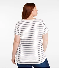 Women's Soft Stretch Supima-Blend Tee, Scoopneck Short-Sleeve Stripe