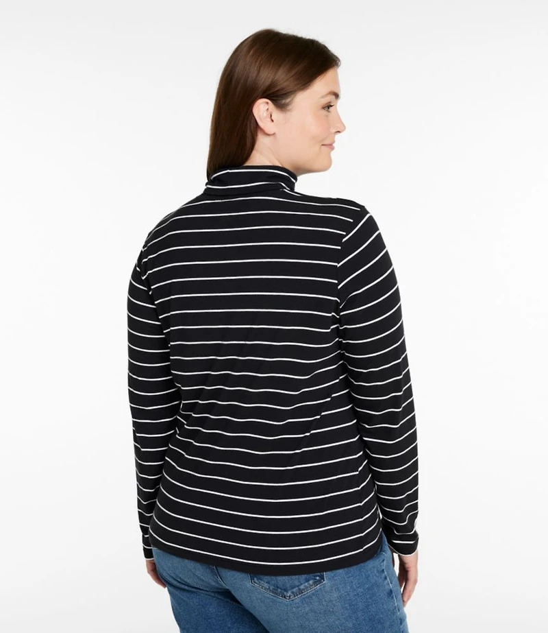 Women's Soft Stretch Supima-Blend Tee, Turtleneck Stripe