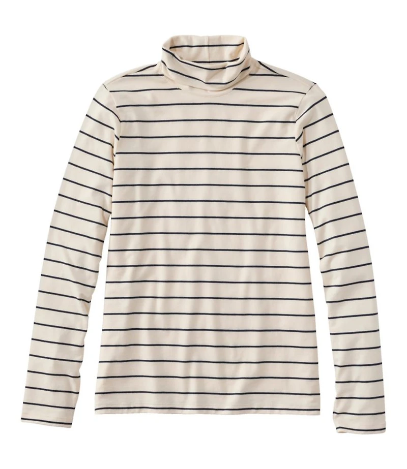 Women's Soft Stretch Supima-Blend Tee, Turtleneck Stripe