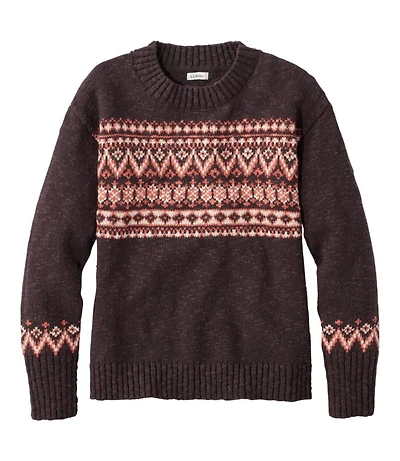 Women's Cotton Ragg Sweater, Crewneck Fair Isle