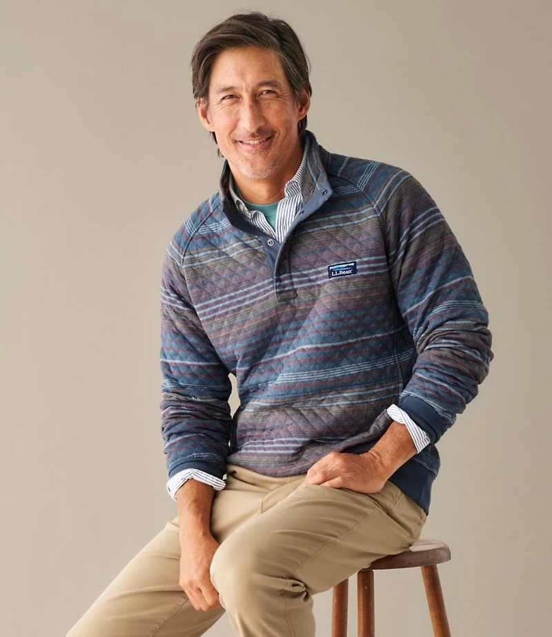 Men's Quilted Sweatshirt, Mockneck, Stripe