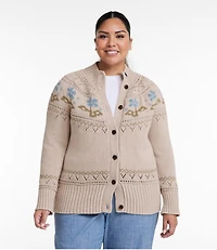 Women's Signature Cotton Fisherman Sweater, Short Cardigan Fair Isle