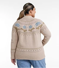 Women's Signature Cotton Fisherman Sweater, Short Cardigan Fair Isle