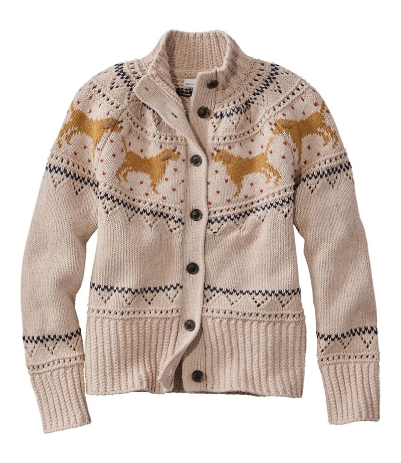 Women's Signature Cotton Fisherman Sweater, Short Cardigan Fair Isle