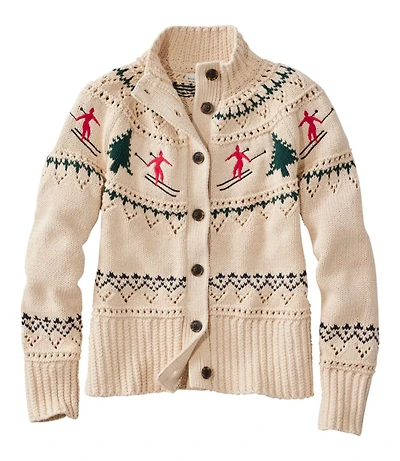 Women's Signature Cotton Fisherman Sweater, Short Cardigan Fair Isle