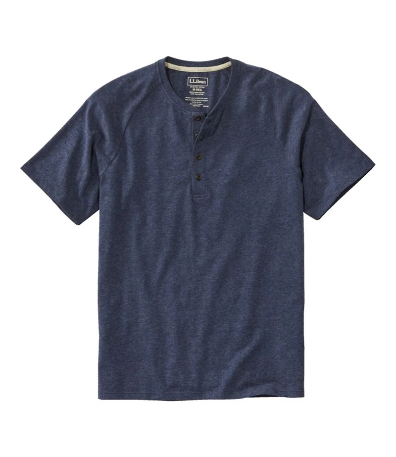 Men's Comfort Stretch Pima Tee Shirt, Short-Sleeve Henley