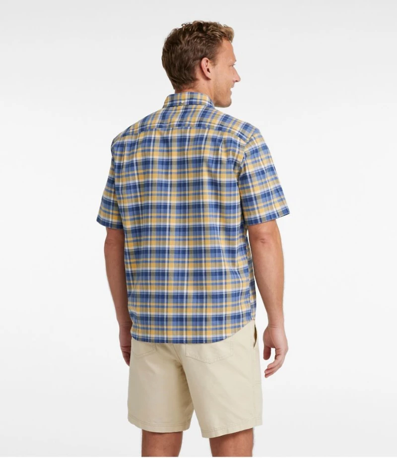 Men's Comfort Stretch Oxford, Traditional Untucked Fit, Short-Sleeve, Plaid