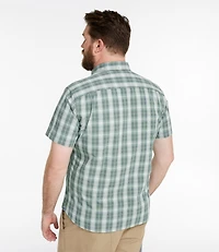 Men's Comfort Stretch® Chambray Shirt, Slightly Fitted Untucked Fit, Short-Sleeve, Plaid