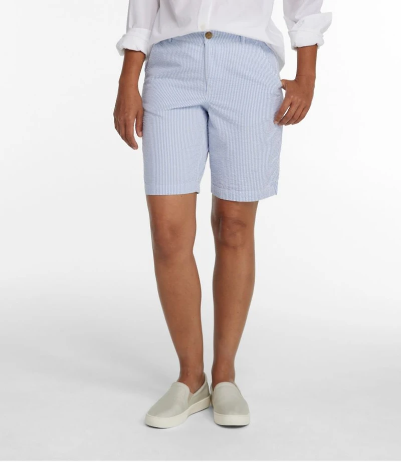 Women's Comfort Stretch Shorts, Seersucker Bermudas 9"
