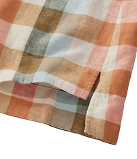 Women's Signature Linen-Blend Splitneck Shirt, Short-Sleeve
