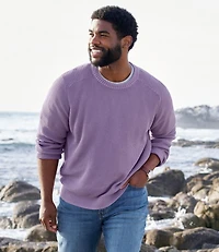 Men's Sunwashed Textured Cotton Sweater, Crewneck