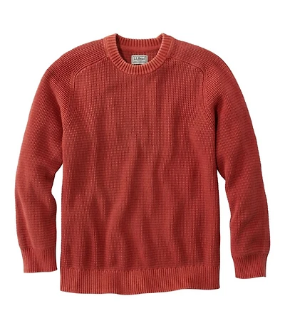 Men's Sunwashed Textured Cotton Sweater, Crewneck