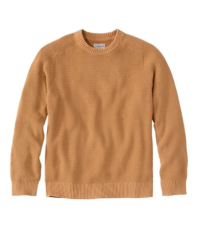 Men's Sunwashed Textured Cotton Sweater, Crewneck