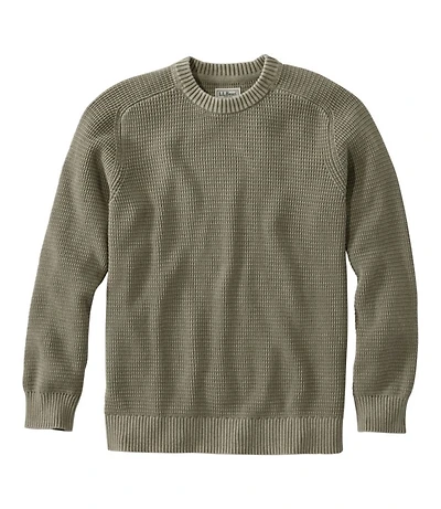 Men's Sunwashed Textured Cotton Sweater, Crewneck