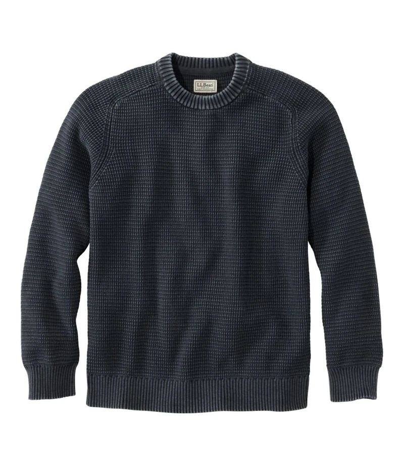Men's Sunwashed Textured Cotton Sweater, Crewneck