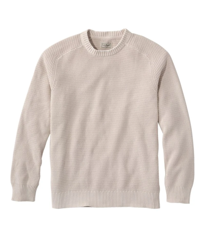 Men's Sunwashed Textured Cotton Sweater, Crewneck