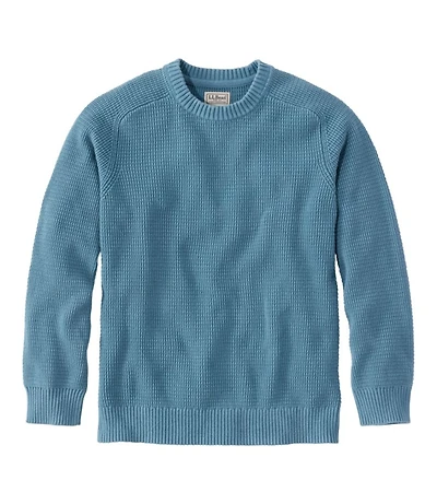 Men's Sunwashed Textured Cotton Sweater, Crewneck