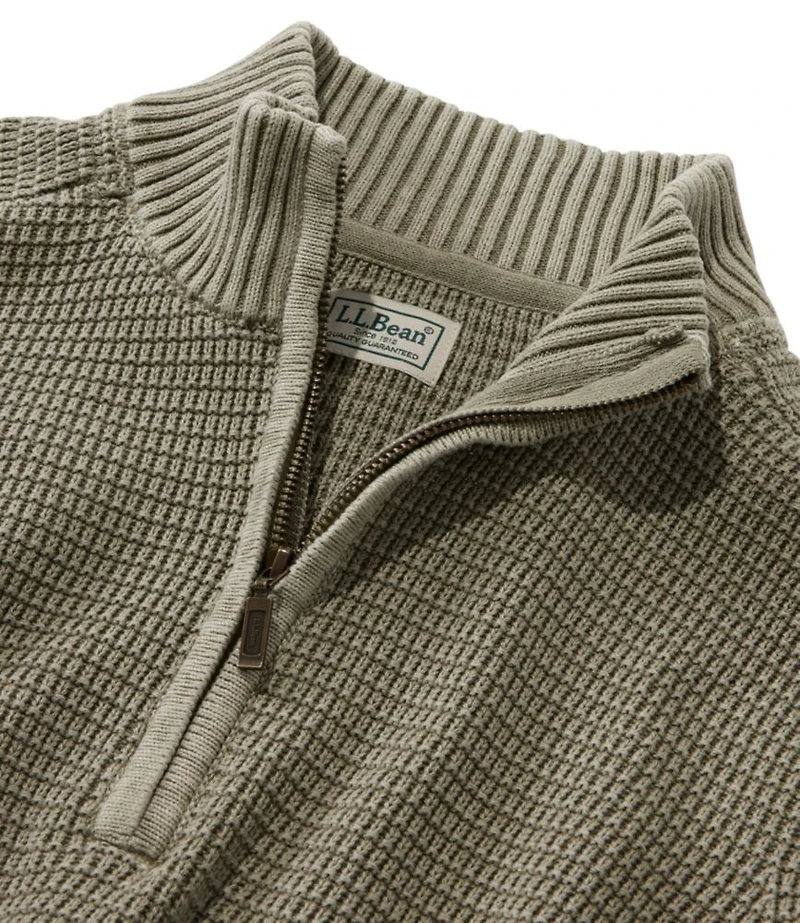 Men's Sunwashed Textured Cotton Sweater, Quarter-Zip