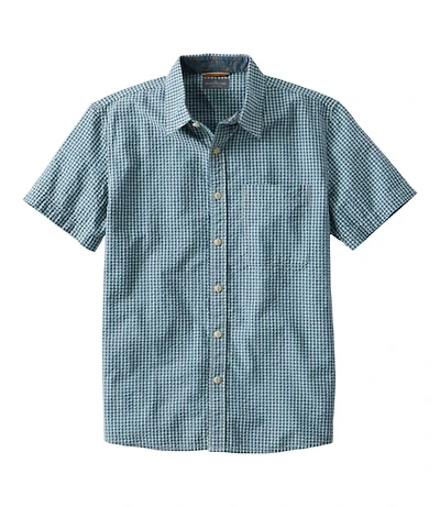 Men's Signature Seersucker Madras Shirt, Slightly Fitted, Short-Sleeve