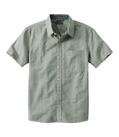 Men's Signature Seersucker Madras Shirt, Slightly Fitted, Short-Sleeve