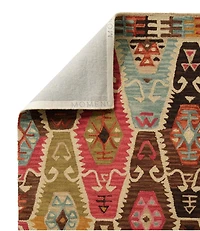 Rustic Geometric Wool Hooked Rug