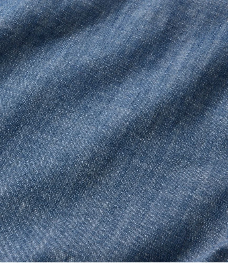 Men's Comfort Stretch® Chambray Shirt, Slightly Fitted Untucked Fit, Short-Sleeve