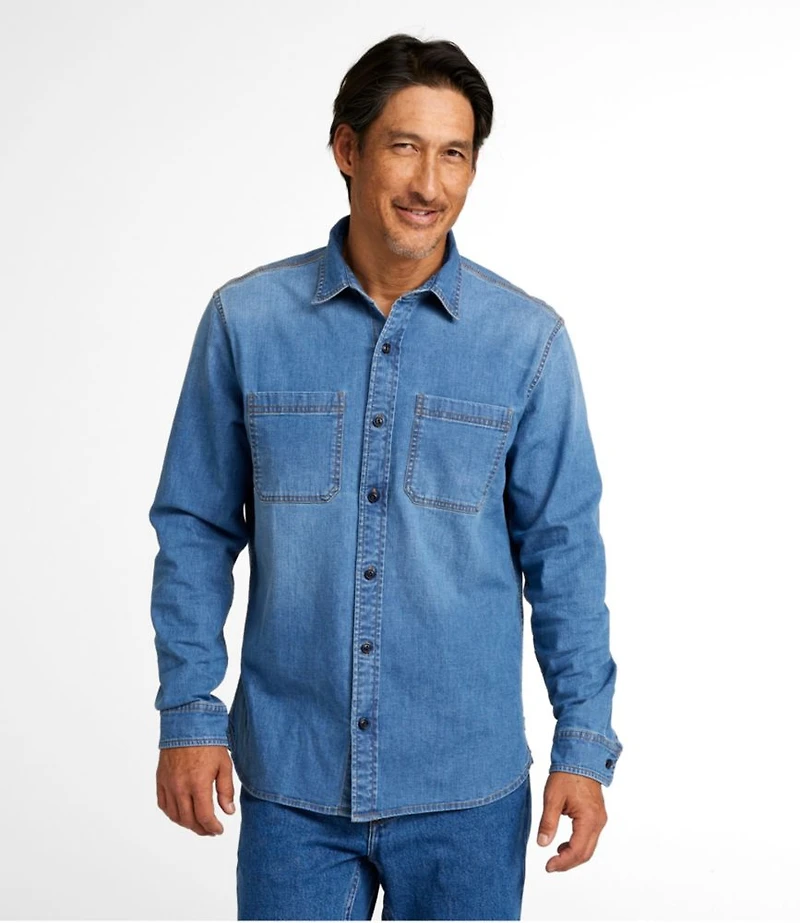 Men's BeanFlex® Denim Shirt, Slightly Fitted Untucked Fit, Long-Sleeve