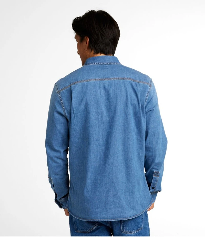 Men's BeanFlex® Denim Shirt, Slightly Fitted Untucked Fit, Long-Sleeve