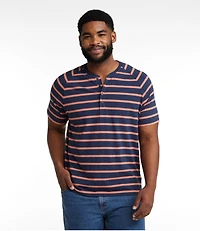 Men's Comfort Stretch Pima Tee Shirt, Short-Sleeve Henley, Stripe