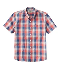 Men's Comfort Stretch® Chambray Shirt, Slightly Fitted Untucked Fit, Short-Sleeve, Plaid