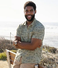 Men's Lakewashed Performance Shirts, Button-Front Shirt, Short-Sleeve, Print