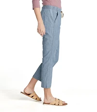 Women's Lakewashed Pull-On Chinos, Mid-Rise Chambray Ankle Pants