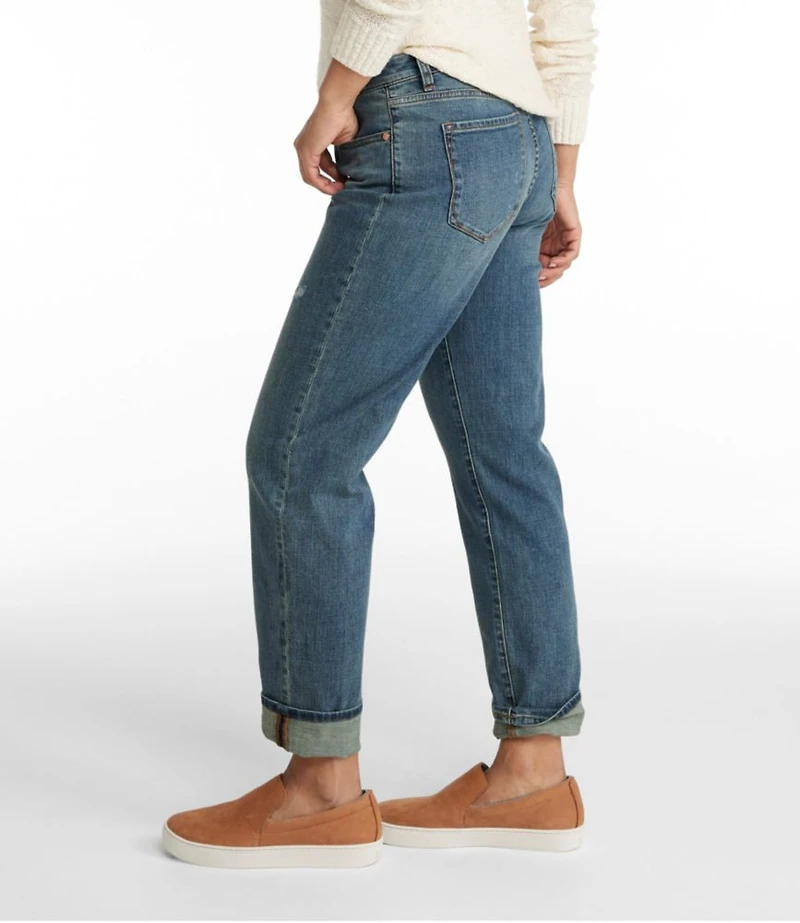 Women's Signature Organic Denim Boyfriend Jeans, Low-Rise Straight-Leg