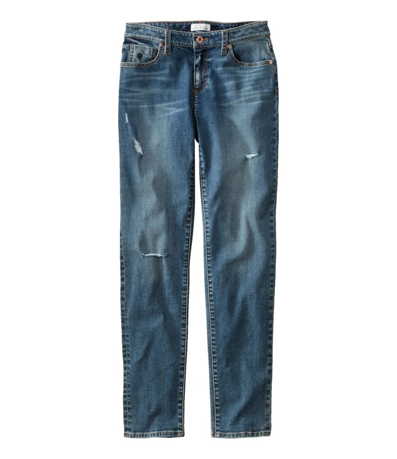 Women's Signature Organic Denim Boyfriend Jeans, Low-Rise Straight-Leg