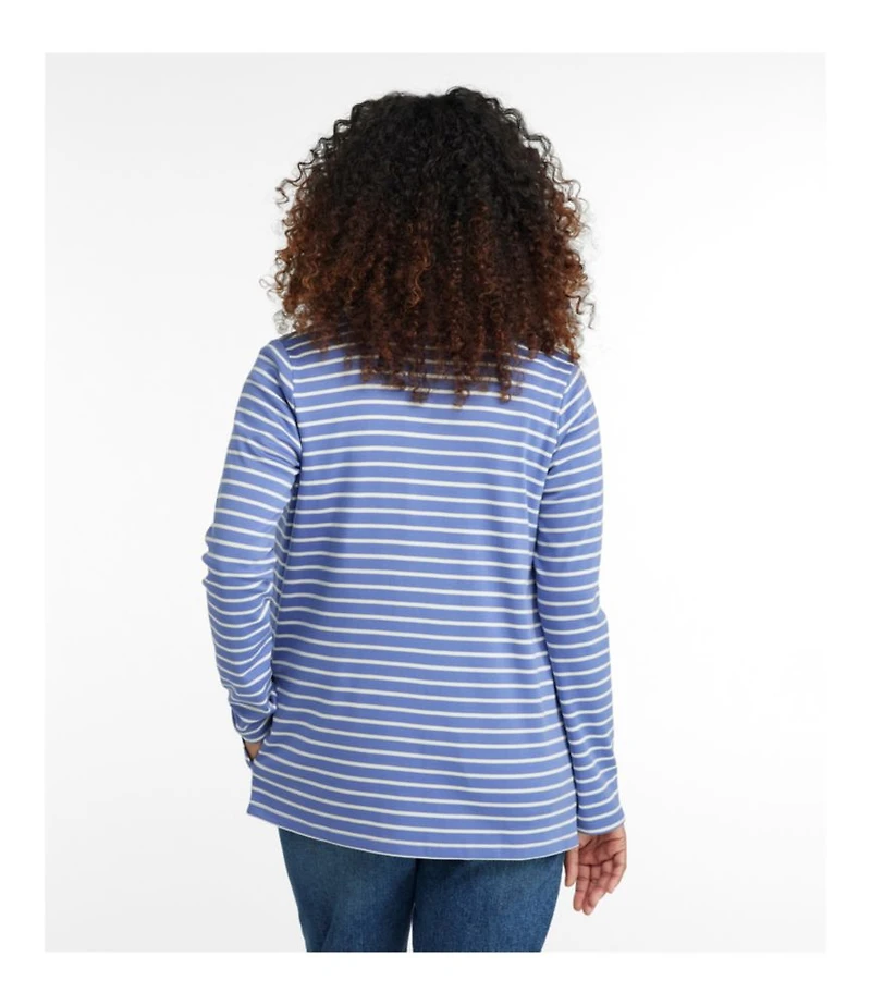 Women's Pima Cotton Open Cardigan, With Pockets Stripe