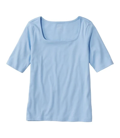 Women's Pima Cotton Tee, Soft Squareneck Elbow-Sleeve