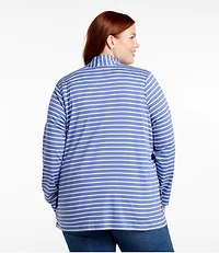 Women's Pima Cotton Open Cardigan, With Pockets Stripe
