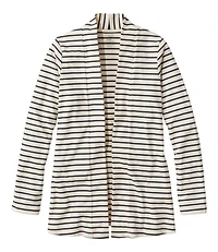 Women's Pima Cotton Open Cardigan, With Pockets Stripe