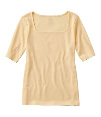 Women's Pima Cotton Tee, Soft Squareneck Elbow-Sleeve